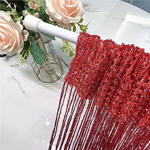 ave split Decorative Door String Curtain Wall Panel Fringe Window Room Divider Blind Divider Tassel Screen Home 100cm*200cm (red18) - color: Red18