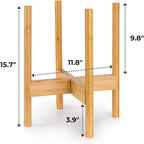 Fox & Fern Bamboo Plant Stand — 11.8 Inch Fixed Size Wooden Mid Century Planter Stand for Indoor Planters (Not Included) - Large Flower Pot Holder for Indoor Big Pots - Plug In Design - Bamboo