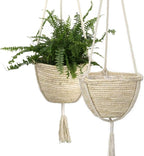Natural Hanging Seagrass Plant Baskets, Macrame Plant Hangers, Indoor Boho Plant Hanger, for Indoor Outdoor Home Decorations Fence Planters Plant Flower Pots
