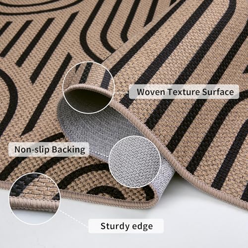 Tangsoo Modern Easy Jute 2x3 Outdoor Washable Rug for Entryway,Non-Slip Rainbow Rug Farmhouse Small Throw Mats Neutral Indoor Floor Carpet for Entrance Front Porch Foyer Decor - color: Brown Six Rainbow, size: 2x3ft
