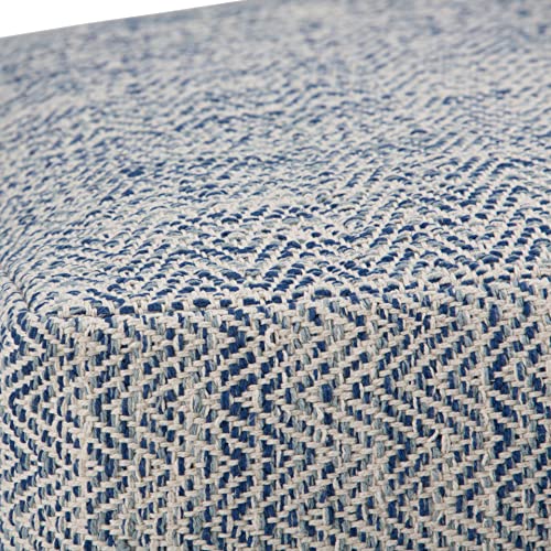 SIMPLIHOME Nate Square Pouf - 20 inch Wide Upholstered Handwoven Cotton Ottoman in Patterned Denim Melange, Boho Footstool or Extra Seating for Living Room with Artisanal Texture, Assembled - color: Patterned Denim Melange, style: Cotton Pouf