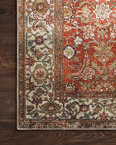 Loloi Layla Collection LAY-05 Ocean/Multi 2'-3" x 3'-9" .13" Thick Accent Rug, Soft, Durable, Vintage Inspired, Distressed, Low Pile, Non-Shedding, Easy Clean, Printed, Living Room Rug - color: Ocean / Multi, size: 2'3" x 3'9" (Rectangular)