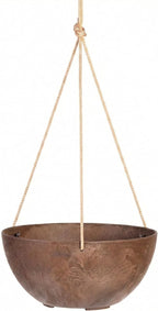 Root & Vessel Self Watering Hanging Planter for Indoor or Outdoor Plants, Unique Marbled Hanging Basket Made of Eco-Friendly Blend of Stone & Plastic, Rust, 12"