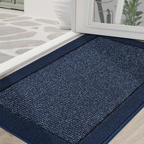 BEQHAUSE Indoor Door Mat 36" x 60", Dirt Trapper Door Mats Non-Slip Entryway Rugs Washable, Trap Dirt Absorbent Welcome Mat, Low Profile Floor Mats for Front Back Door and Entryway, Blue - color: Blue, size: 36" X 60" (Rectangular)