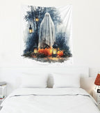 EMMTEEY Horror Tapestry Happy Halloween Ghost Pumpkins Ceiling Tapestry 50X60 Vertical Wall Art for Bedroom Living Room Fall Backdrop