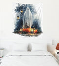 EMMTEEY Horror Tapestry Happy Halloween Ghost Pumpkins Ceiling Tapestry 50X60 Vertical Wall Art for Bedroom Living Room Fall Backdrop