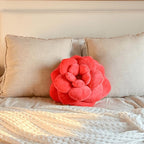 Green Philosophy Co. Camellia Plush Flower Pillow - Neon Coral