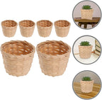 PRETYZOOM Mini Bamboo Storage Basket Woven Small Wicker Organizer for Succulent Plants Decorative Flower Container Portable Storage Basket for Home Party Use 3X3 Inches