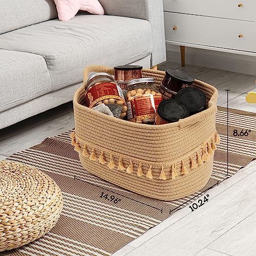 TeoKJ Storage Basket 3 Pack for Organizing, Rope Cotton Baskets for Toy, Clothes, Blankets, Decorative Basket for Living Room, Nursery, Bathroom, Jute - color: Jute, size: 3 Pack