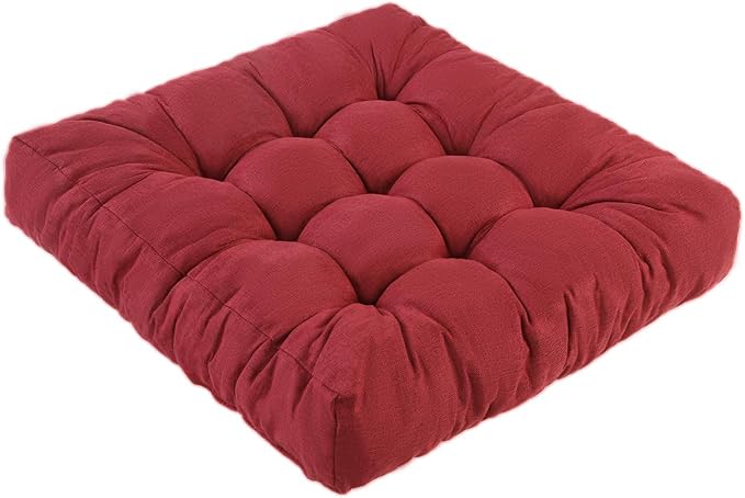 Meditation Floor Cushions, Thickened Floor Pillow for Adults, Large Square Pillows Seat Cushion for Tatami Living Room Yoga, Memory Sponge Block Added, 22x22 Inch, Wine Red