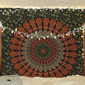 Bless International Handmade Indian hippie Bohemian Psychedelic Peacock Mandala Wall hanging College Dorm Beach Throws Table Cloth Bedding Tapestry (Golden Green, Poster(30x40Inches)(76x101cms)) - color: Golden Green, size: 40"L x 30"W