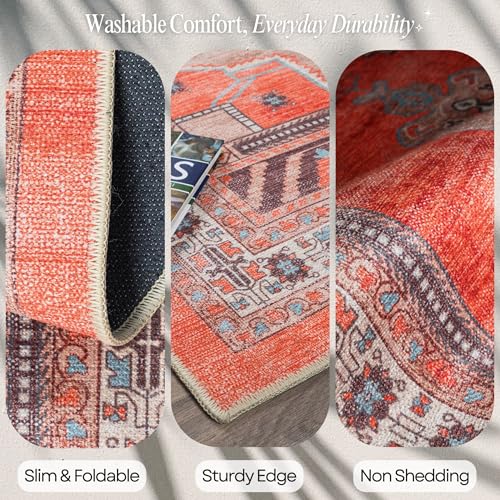 Fame Rugs Turkish Rug. Washable Vintage Oriental Antique Inspired Traditional Doormat Small Modern Area Rugs Luxury Entryway Entry Bedroom Bathroom Kitchen (380TT, 2' x 3') - color: 380tt, size: 2' x 3' (Rectangular)
