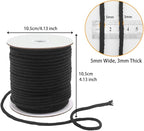 Tenn Well Black Macrame Cord, 165 Feet 5mm Wide Braided Cotton Rope for Macrame Plant Hangers, Wall Hangings, DIY Crafts, Halloween Decor