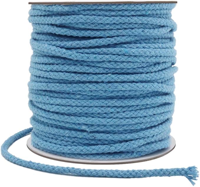 Tenn Well Braided Cotton Cord, 165 Feet 5mm Wide Macrame Cotton Rope for Plant Hangers Wall Hangings Dream Catchers DIY Crafts (Blue)
