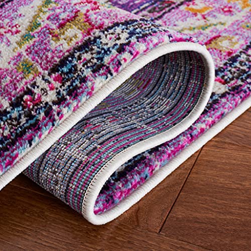 SAFAVIEH Monaco Collection Area Rug - 2'2" x 4', Violet & Fuchsia, Non-Shedding & Easy to Clean, Distressed Medallion Design, Ideal for Front Door, Kitchen, Entryway, Accent Space (MNC243P) - color: Violet/Fuchsia, size: 2'2" x 4' (Rectangular)