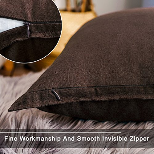 Jeanerlor Cotton Linen Square Decorative Throw Pillow Case Cushion Cover with Twin Needles Stitch on Edge, 12"x20"(30 x 50cm),Brown - color: Brown, size: 20" x 12" (Pack of 1)