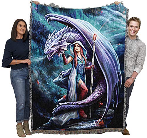 Pure Country Weavers Dragon Mage Woven Blanket by Anne Stokes - Fantasy Gift Cotton Tapestry Throw - Made in The USA - 72" x 54" - color: Dragon Mage, size: 72" x 54"