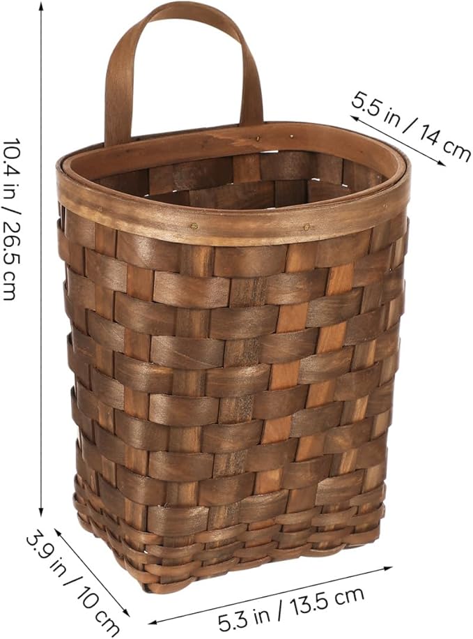 Mini Vintage Woven Wall Basket - Retro Flower & Kitchen Storage Hanging Holder for Small Sundries