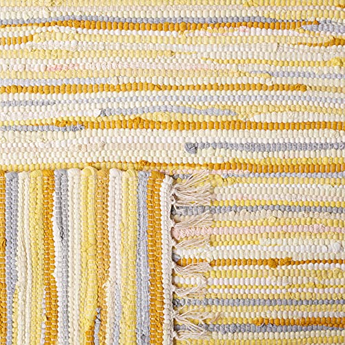 SAFAVIEH Rag Rug Collection Accent Rug - 2'6" x 4', Gold & Multi, Handmade Boho Stripe Cotton, Ideal for High Traffic Areas in Entryway, Living Room, Bedroom (RAR129N) - color: Gold/Multi, size: 2'6" x 4' (Rectangular)