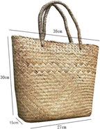Cabilock Woven Tote Woven Bag Basket Tote Wicker Bag Seagrass Basket Garden Plant Container for Storage Laundry Picnic Beach Storage Bins Toys