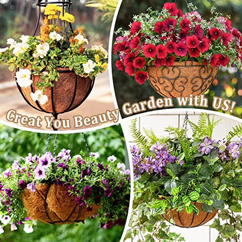 Legigo 4 Pack 16 Inch Hanging Basket Coco Liners Replacement, 100% Natural Round Coconut Coco Fiber Planter Basket Liners for Hanging Basket Flowers/Vegetables - color: 4pcs, size: 16 Inch