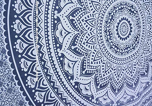 Popular Handicrafts Tapestry Wall Hanging Ombre Hippie Mandala Bohemian Hippy Intricate Indian Tapestries Bedspread 54 x 82 Inches (140cm x 210cm) Grey - color: Grey, size: 82"L x 54"W