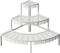 aboxoo 3 Tier Plant Stand Semi-Circular Flower Pot Organizer Rack Quarter Round Plant Display Holder Outdoor Storage Shelves Metal Corner Shelf Planter Shelving Ladder Plant Stand for Indoor
