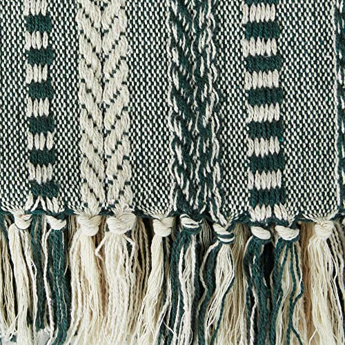 DII Braided Striped Decorative Throw Blanket, 50x60, Dark Green - color: Dark Green