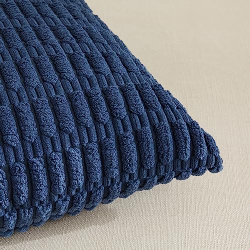Fancy Homi Dusty Blue Lumbar Decorative Throw Pillow Covers 12x24 Inch for Living Room Couch Bed Sofa, Rustic Farmhouse Boho Home Decor, Soft Striped Corduroy Rectangle Cushion Case 30x60 cm - color: Dusty Blue, size: 24" x 12" (Pack of 1)