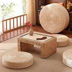 Comfortable Round Seat Cushion, Natural Straw Pouf Tatami Floor Pouf, Meditation Cushion 45cm - size: 45cm