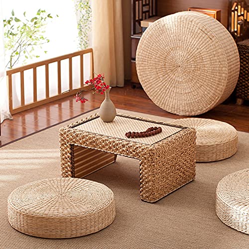 Comfortable Round Seat Cushion, Natural Straw Pouf Tatami Floor Pouf, Meditation Cushion 45cm - size: 45cm