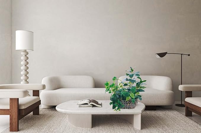 AlphaAcc 17" Fake Plants Potted Mixed Ficus Pothos Eucalyptus Arrangement with Oval Rattan Woven Basket Planter Realistic Faux Greenery Artificial Plants for Living Room Bedroom Kitchen Office Decor