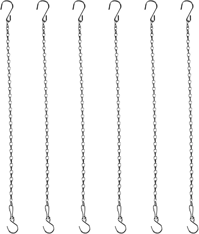 Chain for Hanging Plants,21 Inch Silver Hanging Chain, Small Hanging Basket Chain Kits with Hooks for Bird Feeder Hanging Basket Extender Porch Wind Chime (Silver, 21 Inch-6PCS)