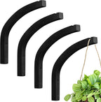 Juexica 4 Pcs Plant Hanger Wooden, 8 Inch Hanging Plant Hooks for Indoors and Outdoor, Wall Mounted Hanging Hook Brackets for Planters Lanterns Wind Chimes and Bird Feeders Patio Decor(Black)