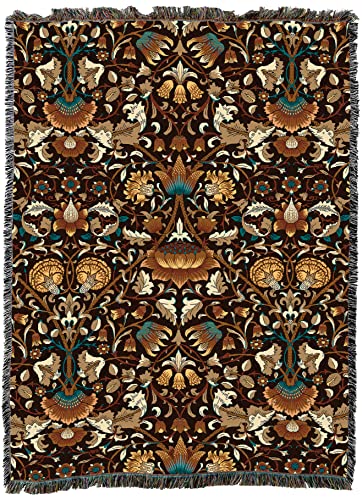 Pure Country Weavers William Morris Lodden Sienna Blanket XL - Arts & Crafts - Gift Tapestry Throw Woven from Cotton - Made in the USA (82x62) - color: Sienna, size: X-Large