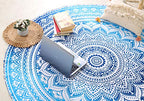 Popular Handicrafts Round Tapestry Wall Hanging Ombre Hippie Mandala Bohemian Hippy Intricate Indian Tapestries Tablecloth 68 Inches (173cm) Blue & Black Grey - color: Blue and Black Grey