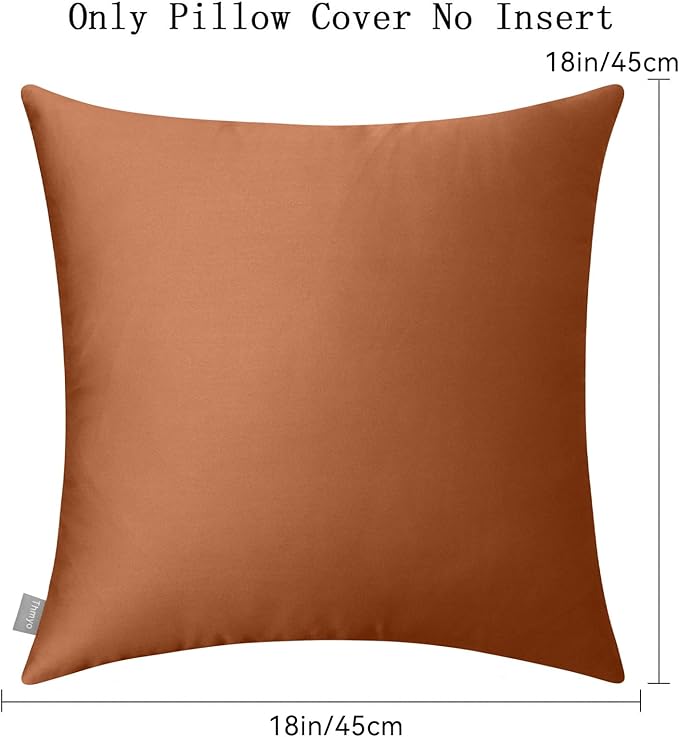 Thmyo 4-Pack 100% Cotton Comfortable Solid Decorative Throw Pillow Case, Square Cushion Cover Pillowcase Sublimation Blank Pillow Covers DIY Throw Pillowcase for Sofa(18x18 inch/ 45x45cm,Rust)