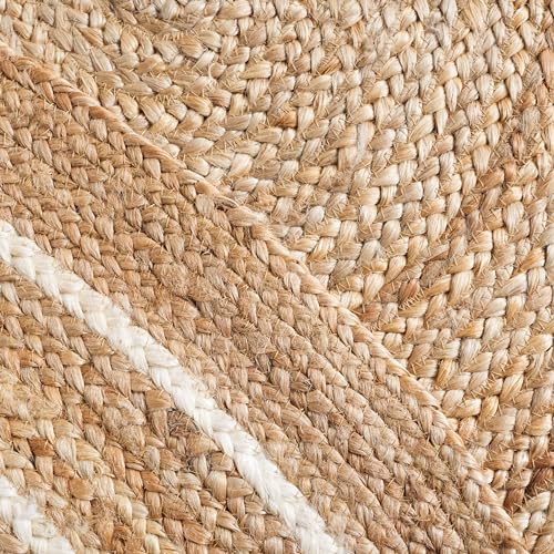 SAFAVIEH Natural Fiber Collection Area Rug - 6' x 9' Oval, Natural & Ivory, Flat Weave Farmhouse Border Jute Design, Ideal for High Traffic Areas in Living Room, Bedroom (NF812A) - size: 6' x 9' (Oval)