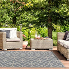 Rugshop Blue Contemporary Geometric Indoor/Outdoor Area Rug — Hose Washable for Living Room, Dining Room and Office, 10' x 14' - size: 10' x 14' (Rectangular)