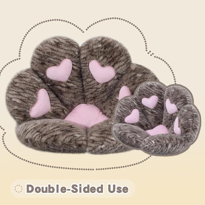 MOONBEEKI Cat Paw Cushion Chair Comfy Kawaii Plush Seat Cushions Shape Lazy Pillow for Gamer Chair 28"x 24" Cozy Floor Cute Seat Kawaii for Girl Worker Gift, Dining Room Bedroom Decorate （Chocolate）