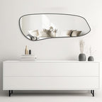 WallBeyond Irregular Wall Mirror, Asymmetrical Mirror Wall Mounted with Black Framed for Living Room, Bathroom, Bedroom, Entryway Wall Decor, 46"×18", Black