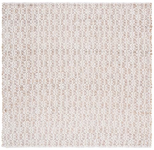 SAFAVIEH Natural Fiber Collection Area Rug - 6' Square, Natural & Pink, Handmade Jute & Wool, Ideal for Living Room, Bedroom, Dining Space (NFB225U) - color: Natural/Pink, size: 6' x 6' (Square)