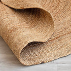 HOMEMONDE Handwoven Round Jute Rug - 3 feet Natural Yarn Loom Braided Rug Eco-Friendly Boho Farmhouse Reversible Design for Bedroom, Living Room, and Kitchen - size: 3' (Round)