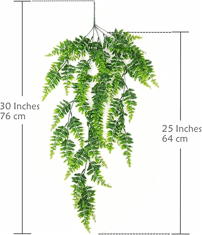 CATTREE Artificial Boston Hanging Vines Plants Fake Fern Ivy Faux UV Resistant Greenery Faux Vine Leaves Rattan for Outdoor Indoor Decor Wall Hanging Baskets Wedding Party Garland Decorations 2 Pack