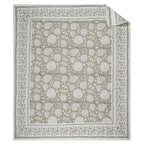 Levtex Home - Adare Taupe - Throw - Bordered Floral - Taupe, Grey and Cream -Quilted Throw (50x60in.) - Cotton - color: Taupe