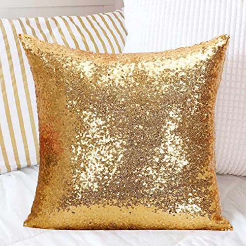 ShinyBeauty Glitter Sequin Pillow Covers 18x18 Inch Set of 1 - Gold Sparkling Throw Pillowcase for Home Decor, Christmas Wedding, Birthday Party Supplies (Luxury Bedroom Couch Decorations) - color: Gold, size: 18" x 18" (Pack of 1)
