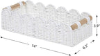 CubesLand Scalloped Edge Toilet Paper Storage Basket, Living Room Home Cozy Decor Basket, Paper Rope Small Baskets for Over Toilet Storage Shelf, End Table, Shelves, with 2 Wooden Handles, White