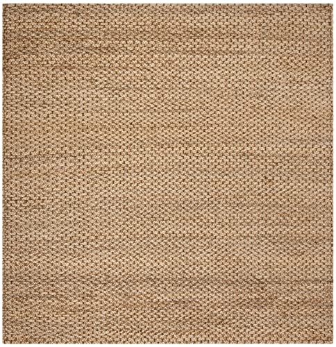 SAFAVIEH Natural Fiber Collection Area Rug - 6' Square, Natural, Handmade Farmhouse Jute, Ideal for High Traffic Areas in Living Room, Bedroom (NF870A) - size: 6' x 6' (Square)