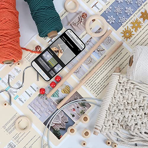 UHAPEER Macrame Kits for Adults Beginners, DIY Macrame Plant Hanger Kit and Macrame Supplies, with 3 mm Macrame Cord Cotton, Macrame Meads, Wooden Rings, Dream Catcher Rings, Craft Kits for Adults - color: Dark Green & Orange