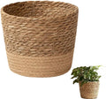 Woven Flower Pot Basket, Seagrass Storage Organizer Planter, Rustic Decorative Plant Containers Cover Laundry Bin for Porch Living Room Entryway (Khaki, 6.1Inch)